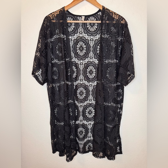 NEW Honeyme Large Black Lace Swim Coverup/Cardigan - Picture 1 of 5
